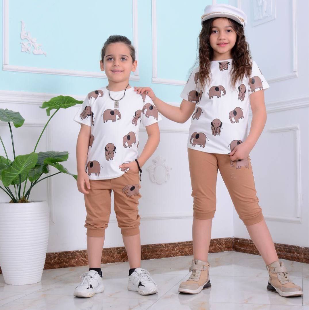 عکس تیشرت شلوارک سفید فیل باکیفیت عالی - شماره 7