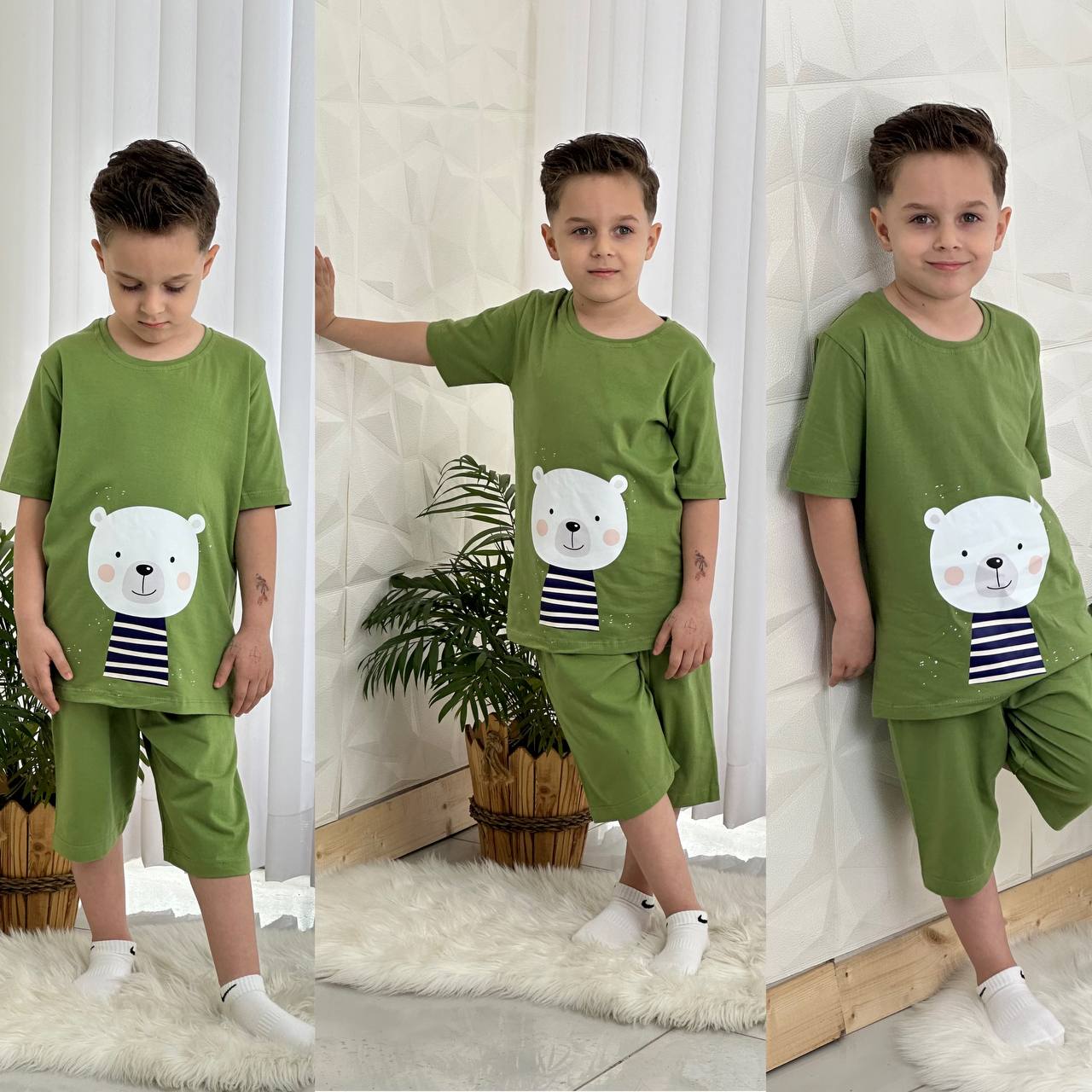 عکس تیشرت شلوارک اسپرت خرس سفید - شماره 15