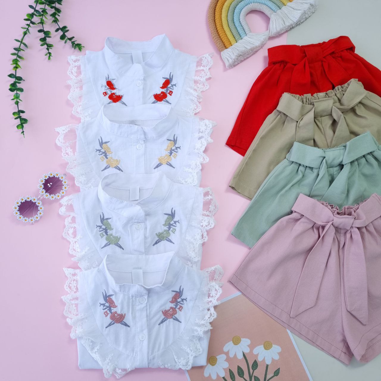 عکس تاپ شلوارک سینه گلدوزی عسل - شماره 1