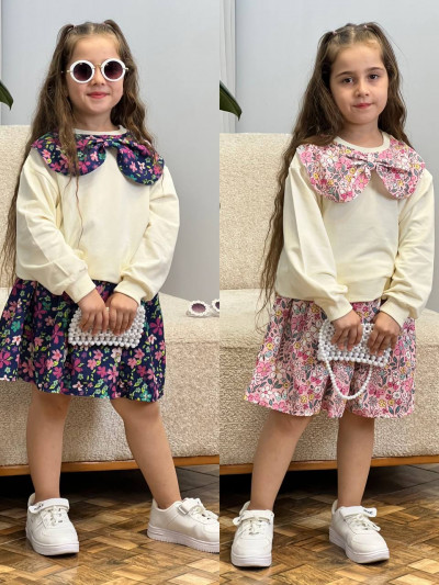 بلوز دامن یقه گل ترنج